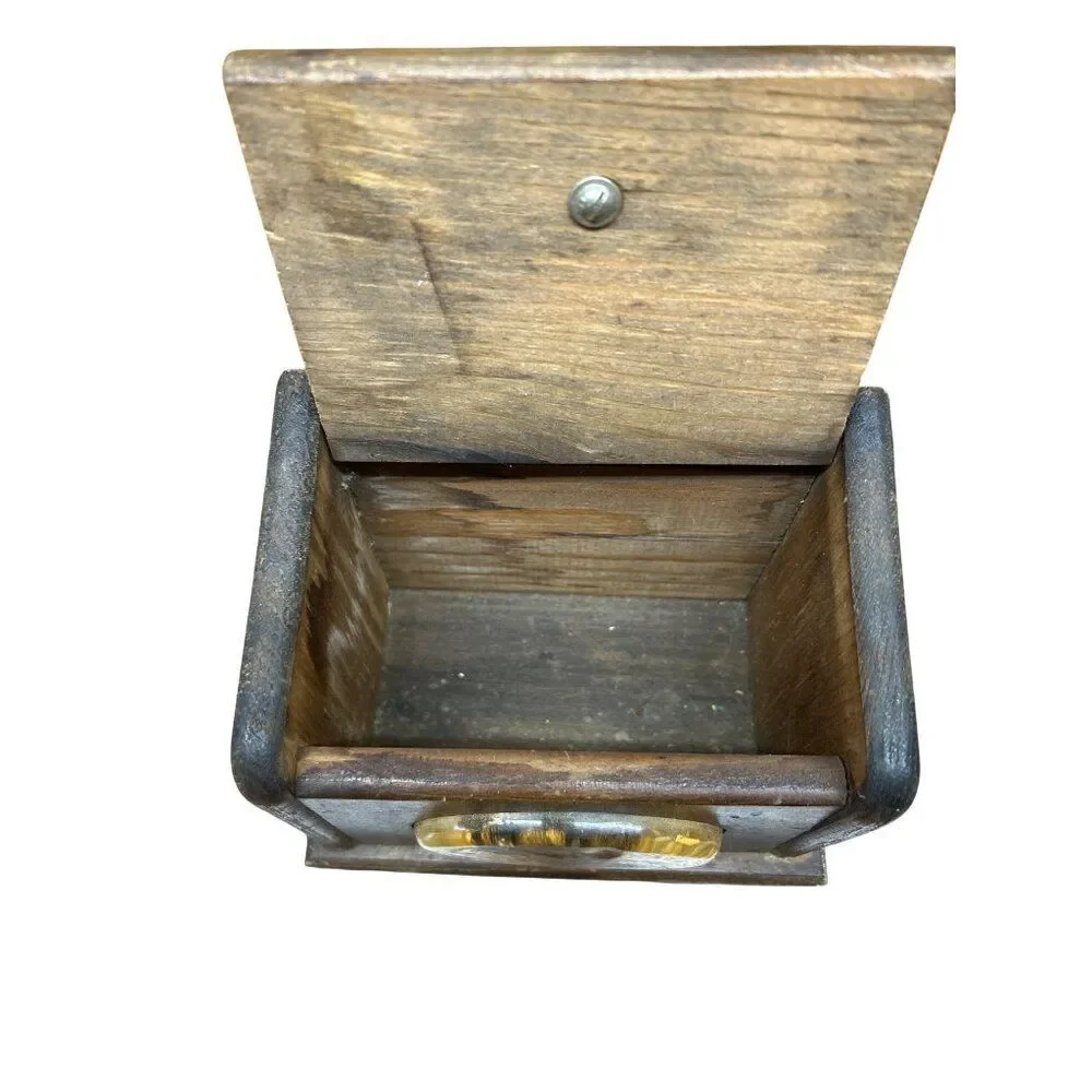 Vintage Wood Recipe Box With Rustic Kitchen Utensil Design